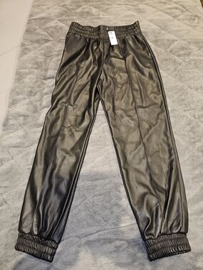 Express Black Leather Joggers